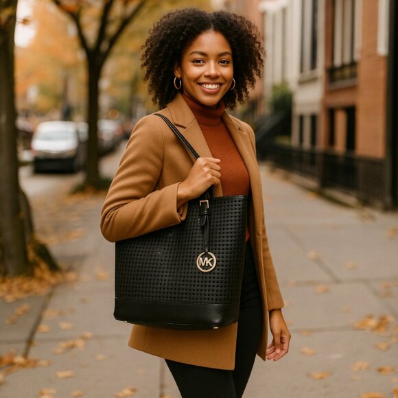 Michael Kors Bridget 30S4GGET3L Perforated Leather Tote with Detachable Pouch - Picture 9 of 17